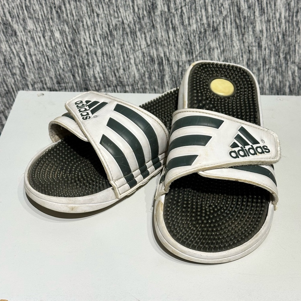 Adidas Mrs Slide Sandals - Grey and White Stripes